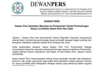 Dewan Pers Serahkan Masukan ke Pemerintah Terkait Perlindungan Karya Jurnalistik dalam RUU Hak Cipta