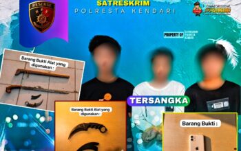 Polresta Kendari Ungkap Kasus Begal di Hotel Raja Bintang, 3 Pelaku Ditangkap Tim Buser77