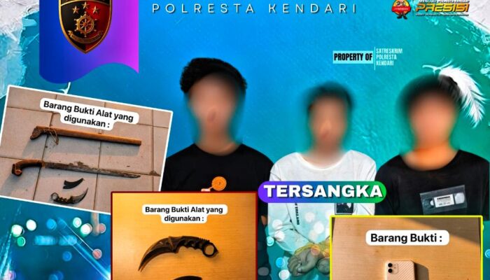 Polresta Kendari Ungkap Kasus Begal di Hotel Raja Bintang, 3 Pelaku Ditangkap Tim Buser77