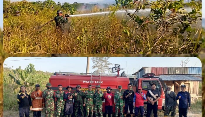 Sinergi TNI, Polri, Damkar, dan Masyarakat Berhasil Padamkan Kebakaran Lahan di Nanga-Nanga Kendari